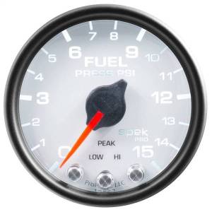Autometer - AutoMeter GAUGE FUEL PRESS 2 1/16in. 15PSI STEPPER MOTOR W/PEAK/WARN WHT/BLK SPEK - P31512 - Image 3