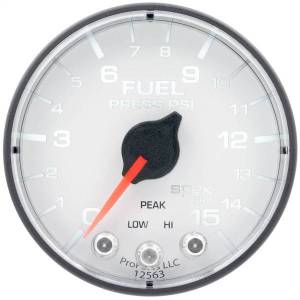 Autometer - AutoMeter GAUGE FUEL PRESS 2 1/16in. 15PSI STEPPER MOTOR W/PEAK/WARN WHT/BLK SPEK - P315128 - Image 3