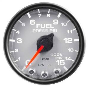 Autometer - AutoMeter GAUGE FUEL PRESS 2 1/16in. 15PSI STEPPER MOTOR W/PEAK/WARN SLVR/BLK SPEK - P31522 - Image 3
