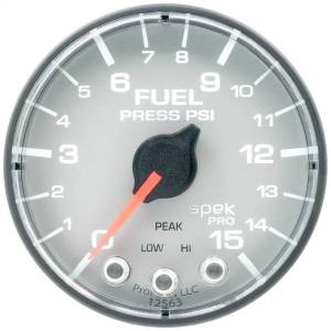 Autometer - AutoMeter GAUGE FUEL PRESS 2 1/16in. 15PSI STEPPER MOTOR W/PEAK/WARN SLVR/BLK SPEK - P315228 - Image 3