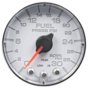 Autometer - AutoMeter GAUGE FUEL PRESS 2 1/16in. 30PSI STEPPER MOTOR W/PEAK/WARN WHT/CHRM SPEK - P316118 - Image 1