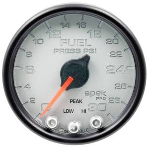 Autometer - AutoMeter GAUGE FUEL PRESS 2 1/16in. 30PSI STEPPER MOTOR W/PEAK/WARN SLVR/BLK SPEK - P31622 - Image 1