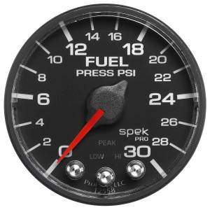 AutoMeter GAUGE FUEL PRESS 2 1/16in. 30PSI STEPPER MOTOR W/PEAK/WARN BLK/BLK SPEK - P316328