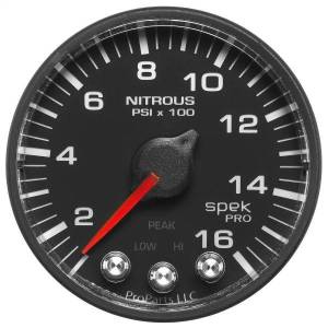Autometer - AutoMeter GAUGE NITROUS PRESS 2 1/16in. 1600PSI STEPPER MOTOR W/PK/WRN BLK/BLK SPEK - P320328 - Image 1