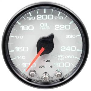 Autometer - AutoMeter GAUGE OIL TEMP 2 1/16in. 300deg.F STEPPER MOTOR W/PEAK/WARN WHT/BLK SPEK-P - P32212 - Image 3