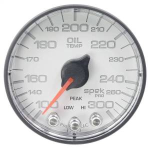 Autometer - AutoMeter GAUGE OIL TEMP 2 1/16in. 300deg.F STEPPER MOTOR W/PEAK/WARN WHT/BLK SPEK-P - P322128 - Image 1