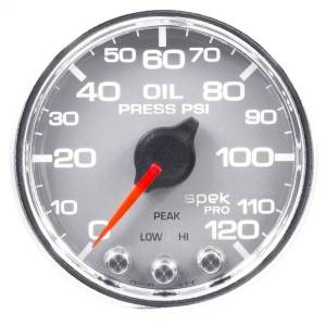 Autometer - AutoMeter GAUGE OIL PRESS 2 1/16in. 120PSI STEPPER MOTOR W/PEAK/WARN SLVR/CHRM SPEK - P32521 - Image 3