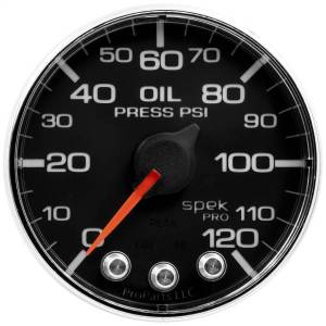 AutoMeter GAUGE OIL PRESS 2 1/16in. 120PSI STEPPER MOTOR W/PEAK/WARN BLK/CHRM SPEK - P325318