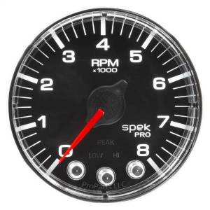 Autometer - AutoMeter GAUGE TACH 2 1/16in. 8K RPM W/SHIFT LIGHT/PEAK MEM BLK/CHRM SPEK-PRO - P334318 - Image 3