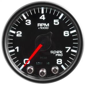 Autometer - AutoMeter GAUGE TACH 2 1/16in. 8K RPM W/SHIFT LIGHT/PEAK MEM BLK/BLK SPEK-PRO - P33432 - Image 3