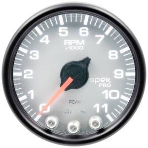 Autometer - AutoMeter GAUGE TACH 2 1/16in. 11K RPM W/SHIFT LIGHT/PEAK MEM SLVR/BLK SPEK-PRO - P33622 - Image 3