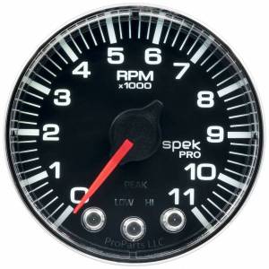 Autometer - AutoMeter GAUGE TACH 2 1/16in. 11K RPM W/SHIFT LIGHT/PEAK MEM BLK/CHRM SPEK-PRO - P336318 - Image 3