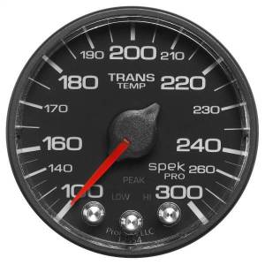 AutoMeter GAUGE TRANS TEMP 2 1/16in. 300deg.F STEPPER MOTOR W/PEAK/WRN BLK/BLK SPEK- - P342328
