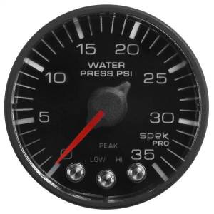 Autometer - AutoMeter GAUGE WATER PRESS 2 1/16in. 35PSI STEPPER MOTOR W/PK/WRN BLK/BLK SPEK-PRO - P343328 - Image 1