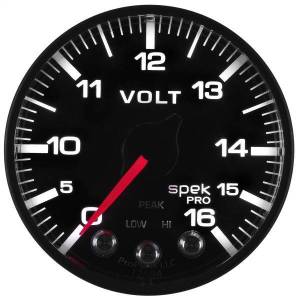 Autometer - AutoMeter GAUGE VOLTMETER 2 1/16in. 16V STEPPER MOTOR W/PEAK/WARN BLK/BLK SPEK-PRO - P344328 - Image 8