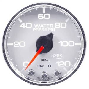 Autometer - AutoMeter GAUGE WATER PRESS 2 1/16in. 120PSI STEPPER MOTOR W/PEAK/WARN WHT/CHRM SPEK - P34511 - Image 3