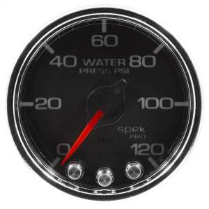 AutoMeter GAUGE WATER PRESS 2 1/16in. 120PSI STEPPER MOTOR W/PEAK/WARN BLK/CHRM SPEK - P34531