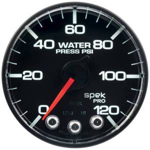 Autometer - AutoMeter GAUGE WATER PRESS 2 1/16in. 120PSI STPR MTR W/PK/WRN BK/BK SPEK NO O-RING - P345324 - Image 3