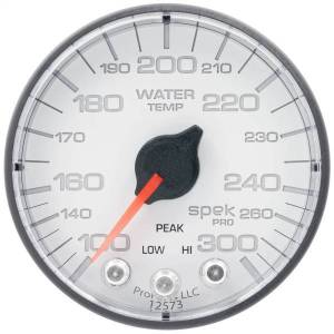 Autometer - AutoMeter GAUGE WATER TEMP 2 1/16in. 300deg.F STEPPER MOTOR W/PEAK/WARN WHT/BLK SPEK - P346128 - Image 1