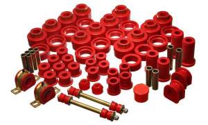 Energy Suspension Hyper-Flex System Red Incl. Front Control Arm Bushing Front Sway Bar Bushings Rear Spring And Shackle Bushings Body Mount Tie Rod End Boots Performance Polyurethane - 3.18127R