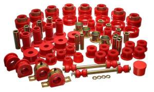 Energy Suspension Hyper-Flex System Red Incl. Front Control Arm Brushings Rear Leaf Spring Bushings Body Mount Sway Bar Bushings Tie Rod End Boots Performance Polyurethane - 5.18109R