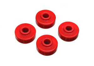 Energy Suspension Universal Shock Eyes Red Front And Rear Shock Tower Bayonet End Style 5/8 in. Nipple ID 3/8 in. 5/8 in. Thick w/4 Grommets Performance Polyurethane - 9.8126R