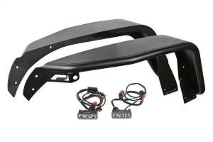Fabtech Tube Fenders 7.5 in. Wide Front Steel Texture Black Incl. Plug And Play LED Light Kit - FTS24212
