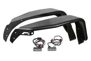 Fabtech - Fabtech Tube Fenders 7.5 in. Wide Front Steel Texture Black Incl. Plug And Play LED Light Kit - FTS24212 - Image 1