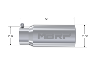 MBRP Exhaust - MBRP Exhaust Tip5in. O.D. Rolled Straight 4in. inlet 12in. lengthT304. - T5050 - Image 2