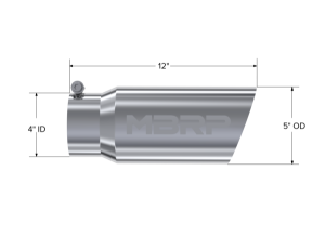 MBRP Exhaust - MBRP Exhaust Tip5in. O.D. Angled Single Walled 4in. inlet 12in. lengthT304. - T5052 - Image 2