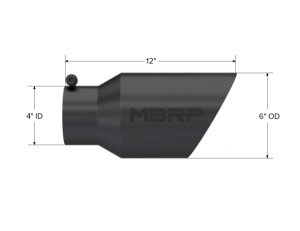 MBRP Exhaust - MBRP Exhaust Tip6in. O.D. Dual Wall Angled 4in. inlet 12in. Length. BLK. - T5072BLK - Image 2