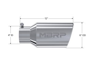 MBRP Exhaust - MBRP Exhaust Tip 6" ODAngled Rolled End. 4" ID12" lengthT304 Stainless Steel. - T5073 - Image 2