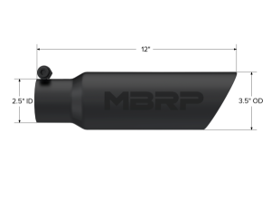 MBRP Exhaust - MBRP Exhaust Tip3in. O.D. Dual Wall Angled 2in. inlet 12in. LengthBLK - T5106BLK - Image 2