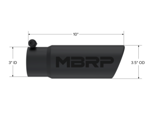 MBRP Exhaust - MBRP Exhaust Tip3in. O.D. Angled Rolled End3in. I.D. inlet10in. lengthBLK. - T5115BLK - Image 2