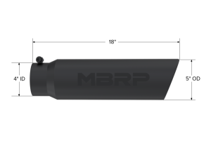 MBRP Exhaust - MBRP Exhaust Tip5in. O.D.Angled Rolled End4in. inlet 18in. in lengthBLK. - T5124BLK - Image 2