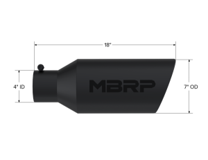 MBRP Exhaust - MBRP Exhaust Tip7in. O.D.Rolled End4in. inlet 18in. in lengthBLK - T5126BLK - Image 2