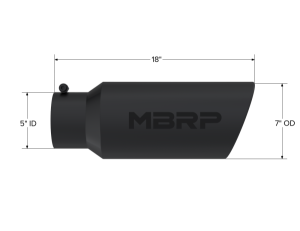 MBRP Exhaust - MBRP Exhaust Tip7in. O.D.Rolled End5in. inlet 18in. in lengthBLK. - T5127BLK - Image 2