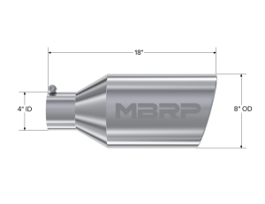 MBRP Exhaust - MBRP Exhaust Tip8in. O.D.Rolled End4in. inlet 18in. in lengthT304. - T5128 - Image 2