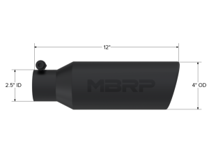 MBRP Exhaust - MBRP Exhaust Tip4in. O.D.Angled Rolled End2.5in. inlet12in. in lengthBLK - T5150BLK - Image 2