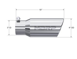 MBRP Exhaust - MBRP Exhaust Tip4in OD3in Inlet10in LengthRolled EndT304 - T5155 - Image 2