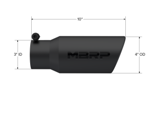 MBRP Exhaust - MBRP Exhaust Tip4in. O.D.Angled Rolled End3in. inlet10in. LengthBlack Series. - T5155BLK - Image 2