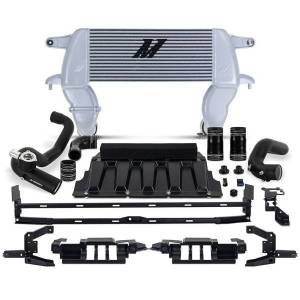 Mishimoto High-mount Intercooler Kit, 2021+ Ford Bronco 2.3L, Silver Core, Black Pipes - MMINT-BR23-21HKSLBK
