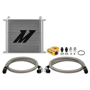 Mishimoto Universal Thermostatic Oil Cooler Kit, 34-Row, Silver - MMOC-U34TSL