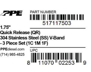 PPE Diesel - PPE Diesel 1.75 Inch V Band 3 Pc Set Ssc/Ssf 1C1M1F QR - 517117503 - Image 5