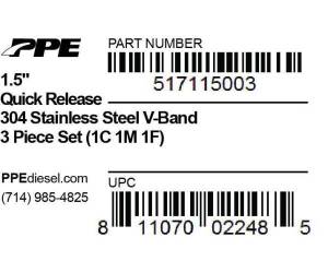 PPE Diesel - PPE Diesel 1.5 Inch V Band 3 Pc Set Ssc/Ssf 1C 1M 1F QR - 517115003 - Image 5