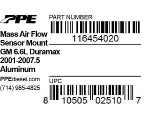 PPE Diesel - PPE Diesel LBZ/LLY/LB7 Mass Airflow Sensor Block Weld On Aluminum - 116454020 - Image 3