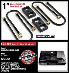ReadyLift - ReadyLift Rear Block Kit 1 in. Cast Iron Blocks Incl. Integrated Locating Pin E-Coated U-Bolts Nuts/Washers For Use w/o Top Mounted Overloads - 66-1201 - Image 2