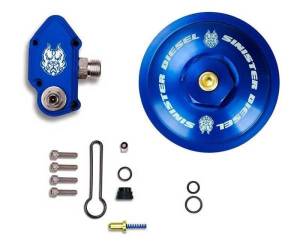 Sinister Diesel 03-07 Ford 6.0L Powerstroke Blue Spring Kit w/ Adjustable Billet Spring Housing - SD-FUELBLK-6.0-ADJ-FFC